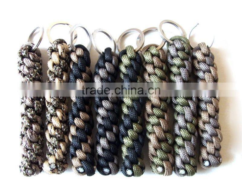 Two Colors Round Braid Glacier Paracord Keychain