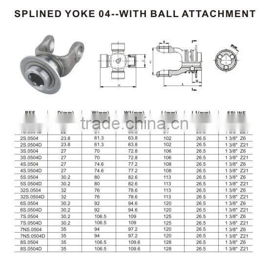 splined yoke for tractor pto shaft