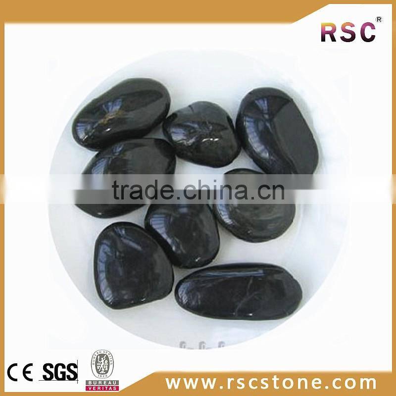 China supplier driveway 5-8cm balck polished pebble stone
