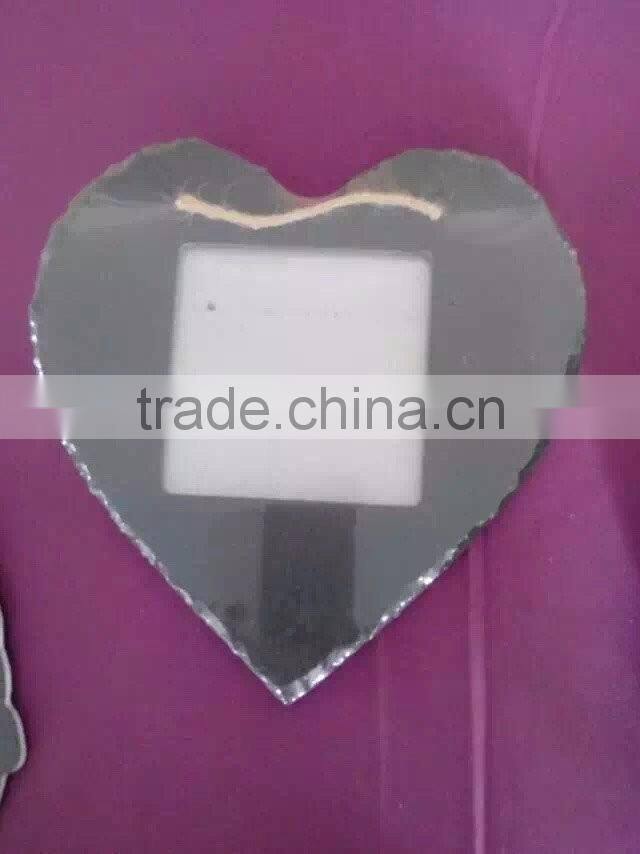 round shape black slate plate