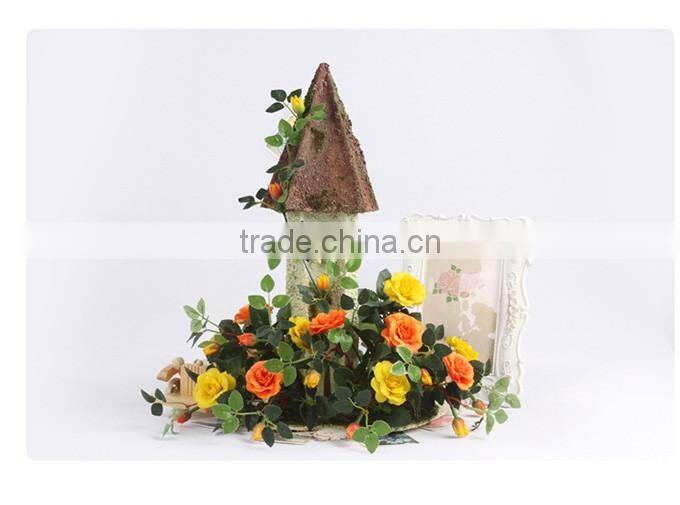 European style decoration cottage potted silk flowers home artificial bonsai roses