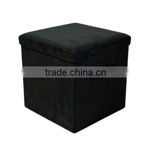 Folding Storage Ottoman Microsuede, Black