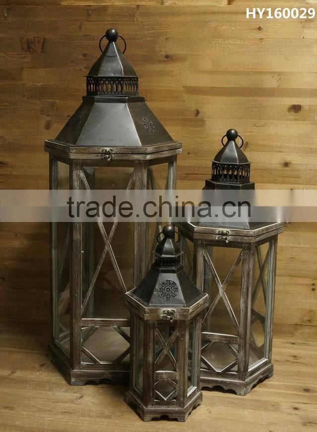 Cheap Outdoor Decoration Lantern Customized Wooden Candle Lantern