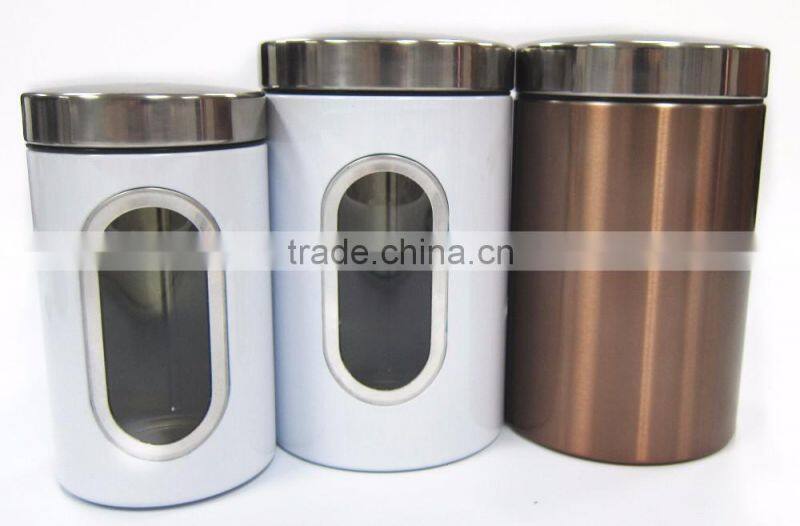 Multi-purpose White Stainless Steel Kitchen Storage Jar Set