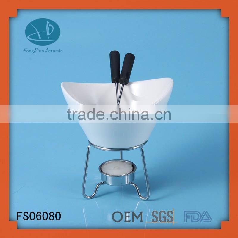 customized Ceramic Fondue,porcelain mini fondue cups with forks