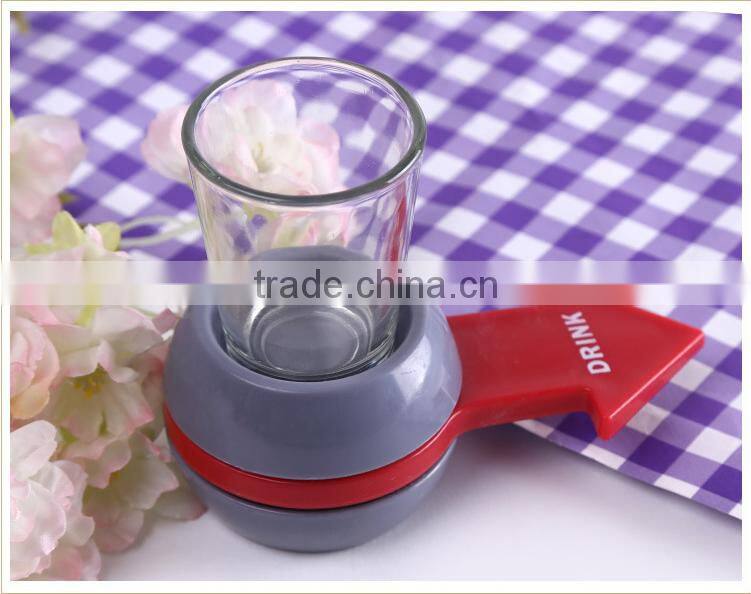 2017 Hot Spin The Shot Arrow Turntable Game Glass, KTV/Bar/ Party Table Funny Game Shot Spinner Drinking Glass For Wholesale