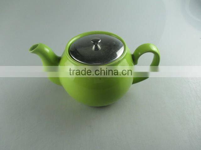 Stocked green round ceramic tea pot, coffee pot, tea set