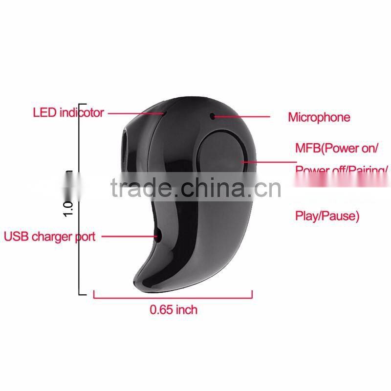 2016 New Products High Quality IN-Ear Hidden MINI Wireless Bluetooth 4.0 Stereo Earphone Headphone S530