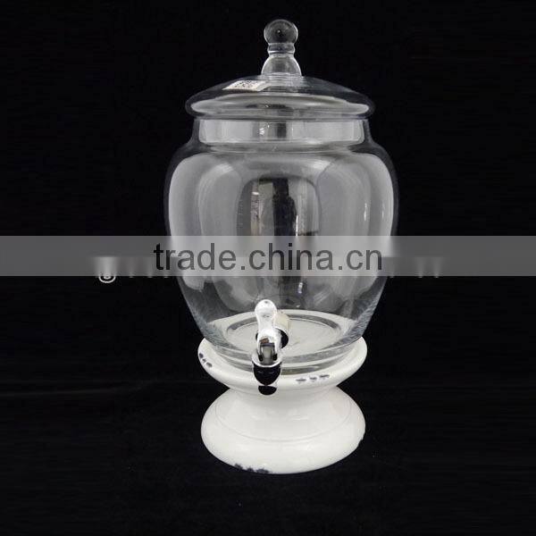 237oz hand mede beverage dispenser match the wood base lid and woodem stand