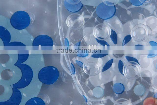 Oval Transparent pvc printed anti slip bath mat