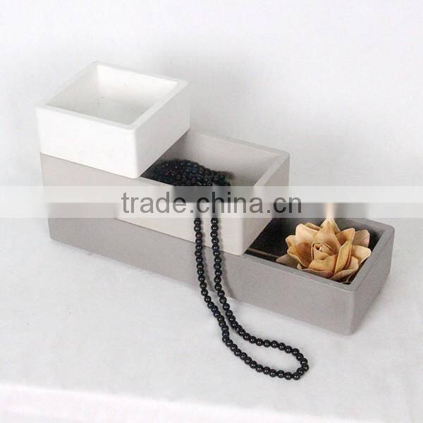 pink concrete Jewelry box with wood or bamboo lid