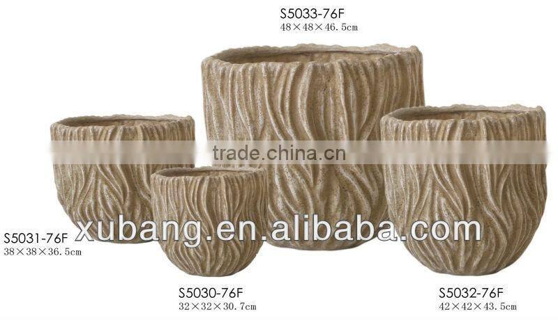 Fiberglass flower pot waved designer finish flower planter pot