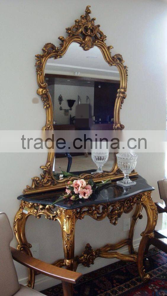 Antique Gold Living Room Console Table Rococo Furniture