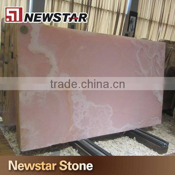 Transparent pink onyx marble slab