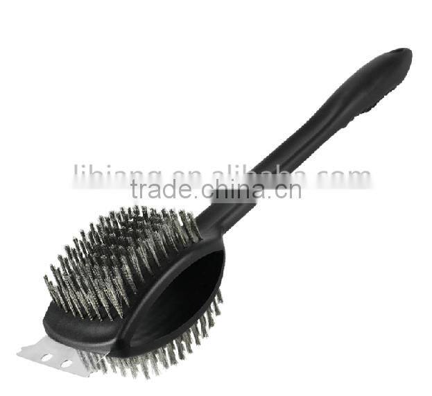 Two sides bbq grill cleaning brush with long handle