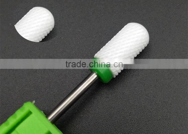 Polishing Drill Barrel Ball Total Length 40MM Head Blade Diameter 13MM White Ceramic Burr for Nail