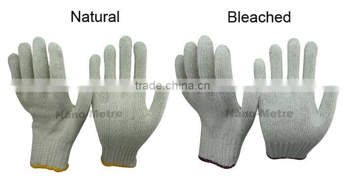 NMSAFETY 10 gauge natural cotton knitted gardening gloves pvc dotting gloves