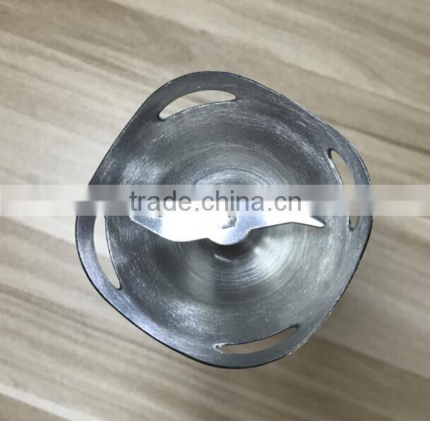 White mini household hand blender with stainless steel blades