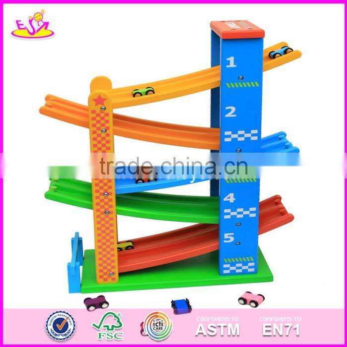 2017 new design 5 levels children funny wooden race car track toy W04E050
