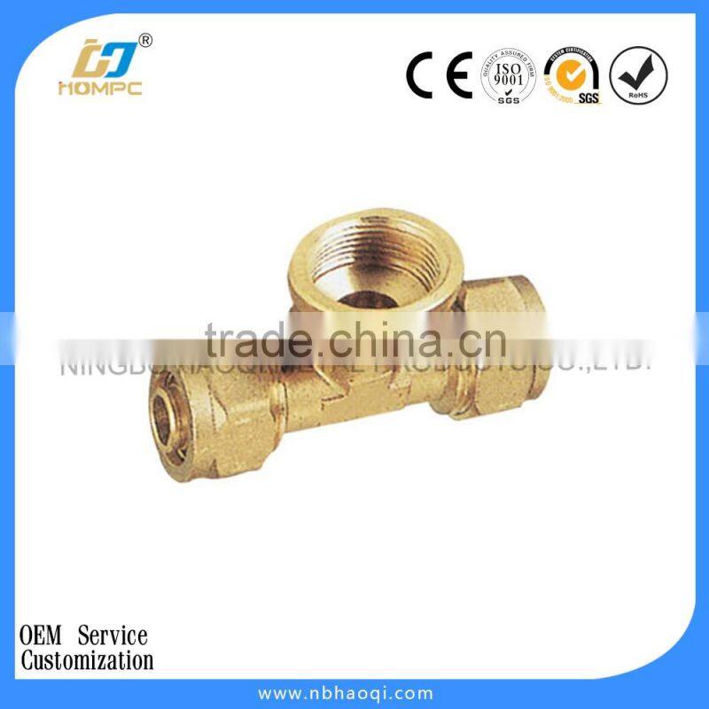 brass compression fitting , cross pipe fitting, pex-al-pex pipe