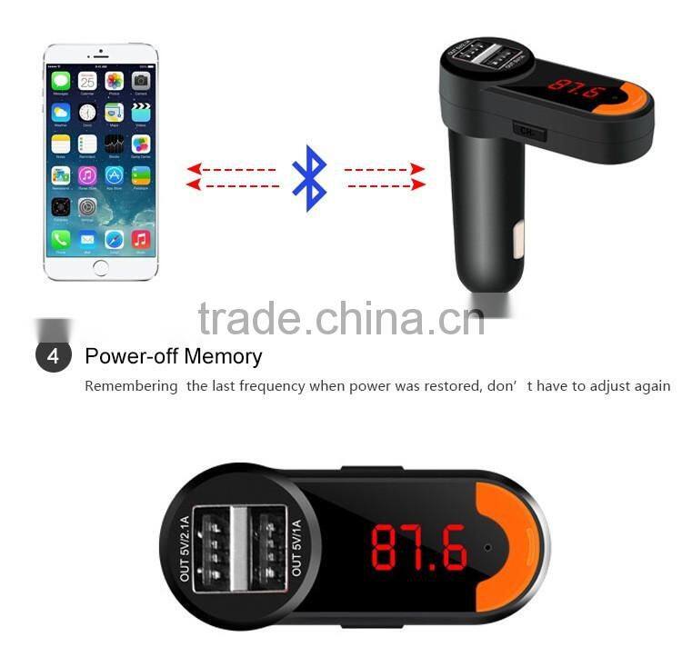 Wireless Bluetooth Car Kit with Portable Dual USB car charger Hands Free MP3 Player FM Transmitter