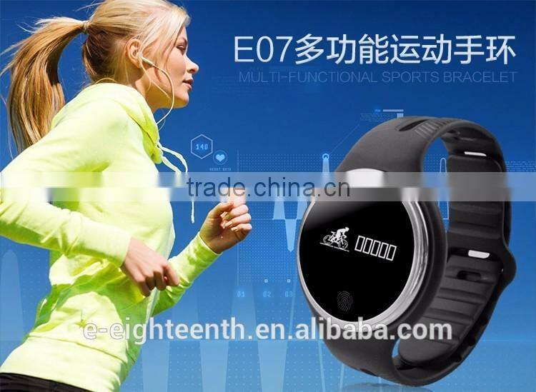 Made in China touch screen smart wristband E07 smart bracelet fitness wearable tracker bluetooth watch
