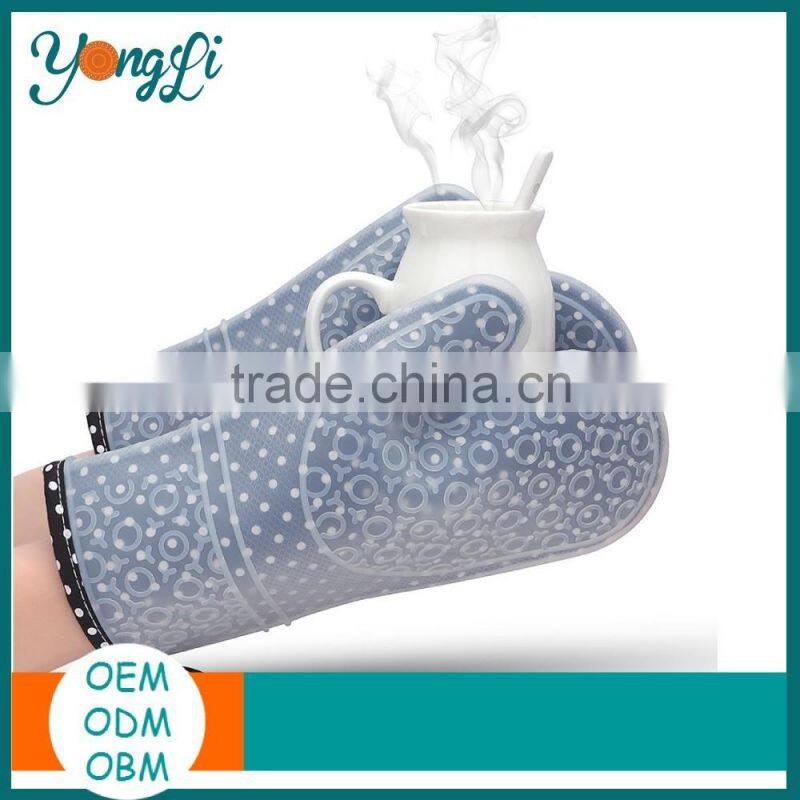 China Wholesale Custom Silicone Rubber Cotton Colorful Mitts - 1 Pair of Long Professional Heat Resistant Oven Mitt Set of 2