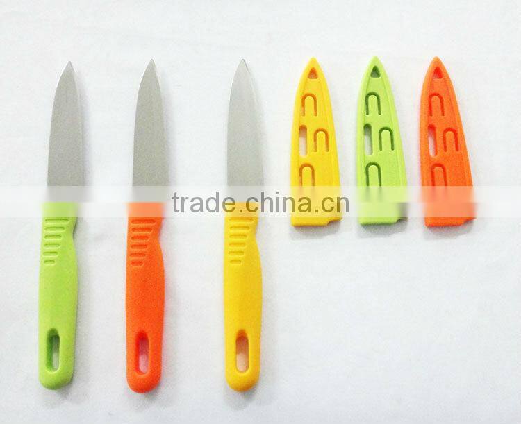 high quality stainless steel colorful handle paring knife with PP sheath