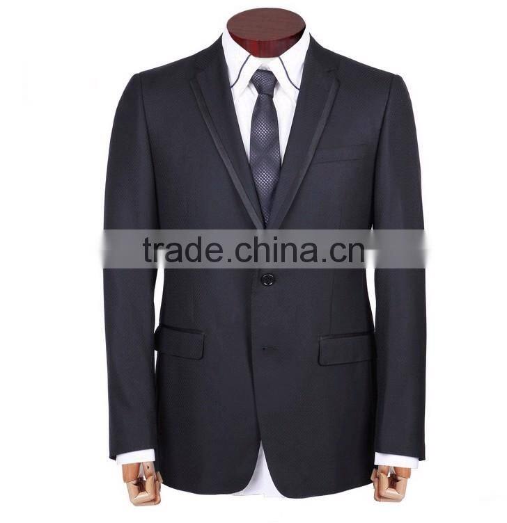 Exclusive wool silk fashion single breast two button satin notch lapel blazer