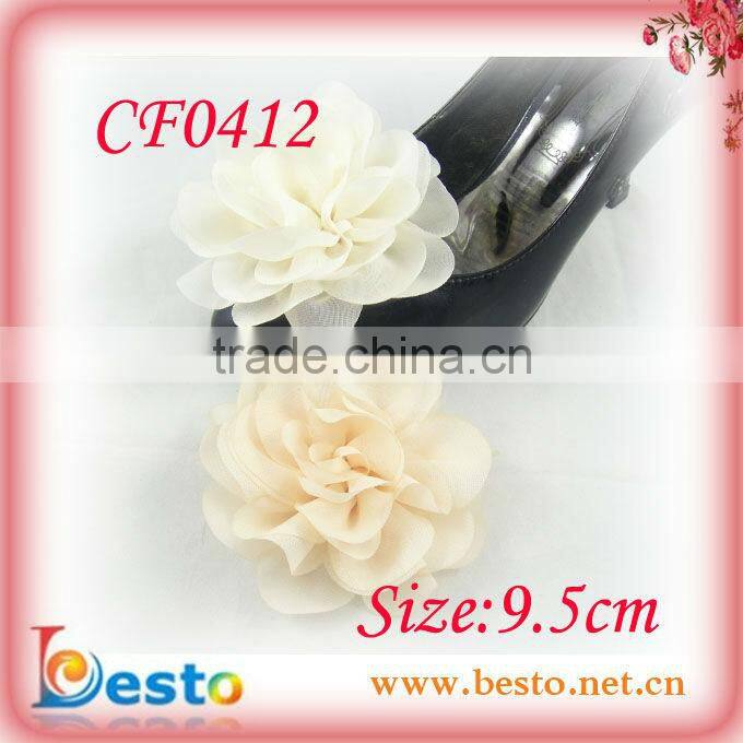 CF0412 Factory high quality ladies ivory chiffon fashion sandal accessories with clips