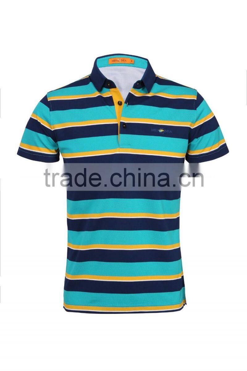 men fashion 100% cotton golf custom striped polo shirt