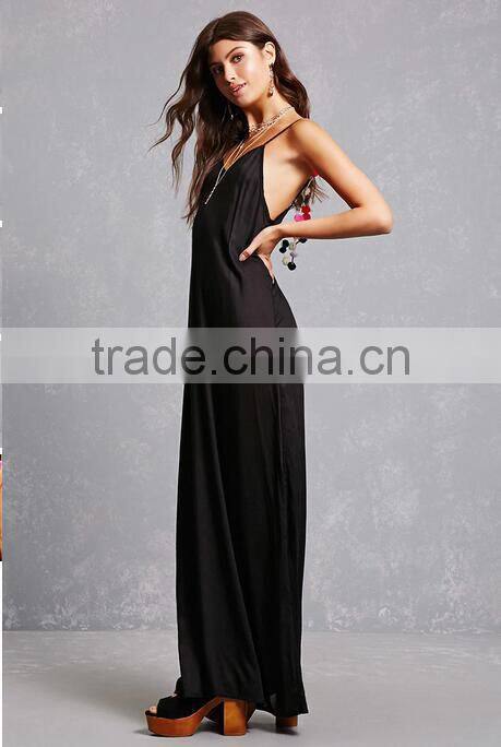 2017 Summer Pom Pom Maxi Beach Dress V Neckline Boho Strap Dress HSd9211