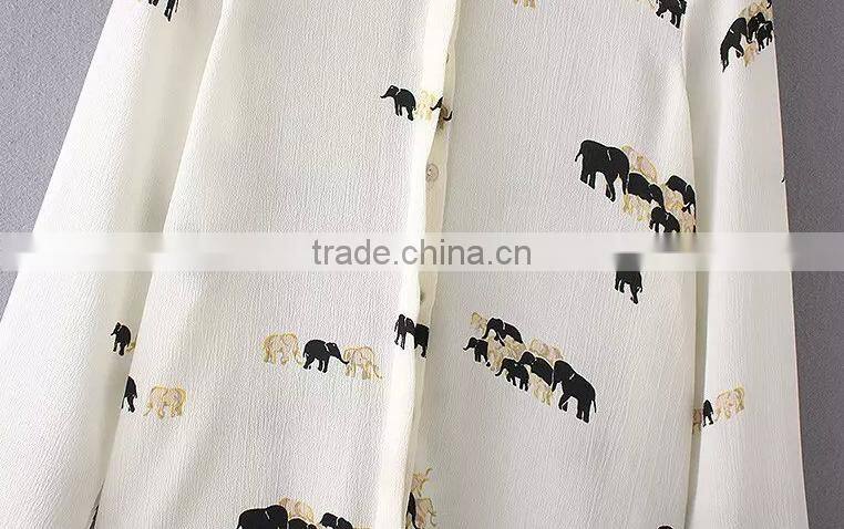 OEM Ladies Long Sleeve Pattern Printed Shirt