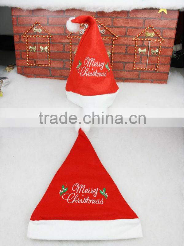 Christmas decoration hat/wholesale christmas hat in stock/cheap embroidery adult christmas hat