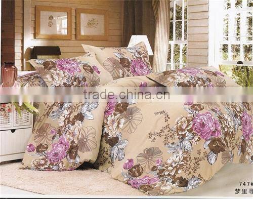 100%polyester digital printed embroidery lily diamond velvet luxury bedding set