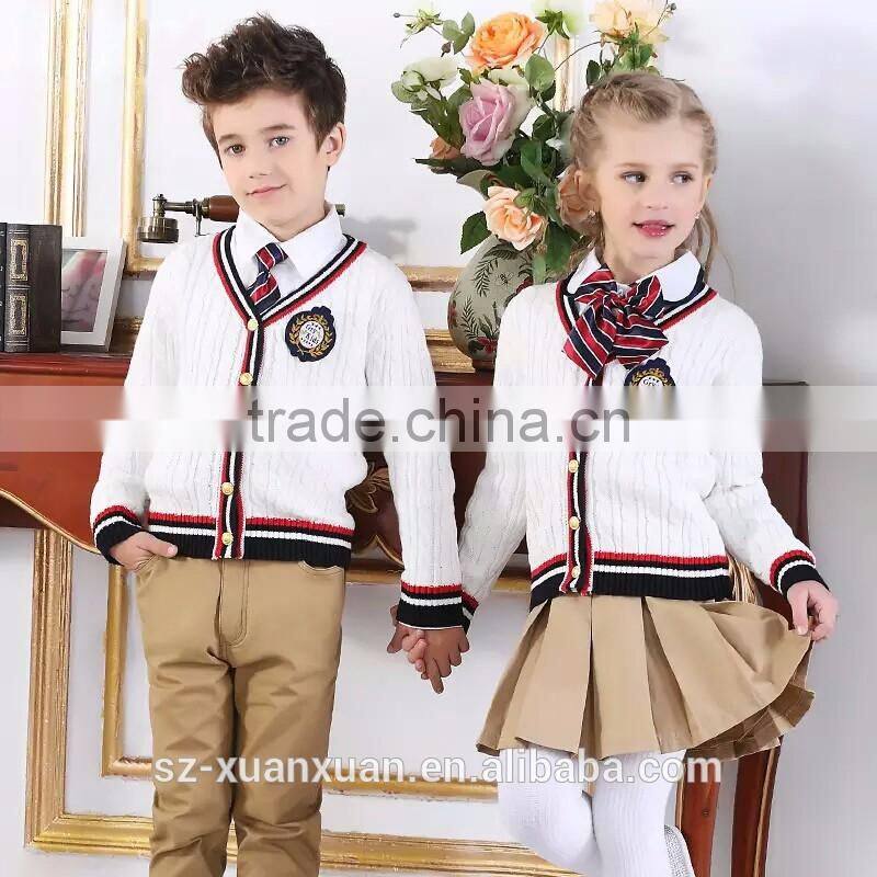 2016 European style high quality primary school uniform for girls and boys
