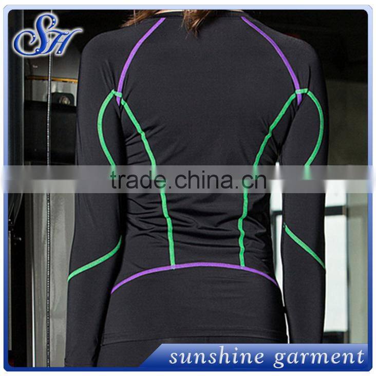 Sexy women yoga fitness stretch workout long sleeve