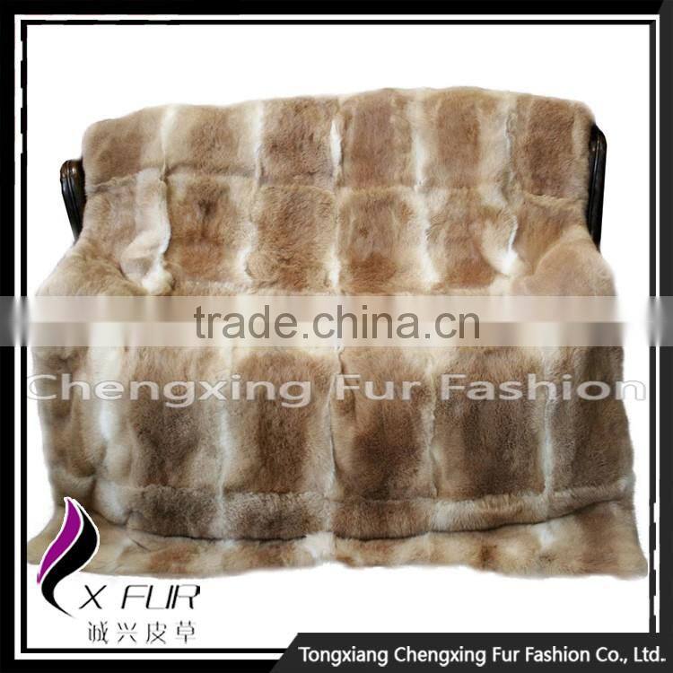 CX-D-08D Throw Single Side Fur Blanket Thick Real Rabbit Fur Blanket