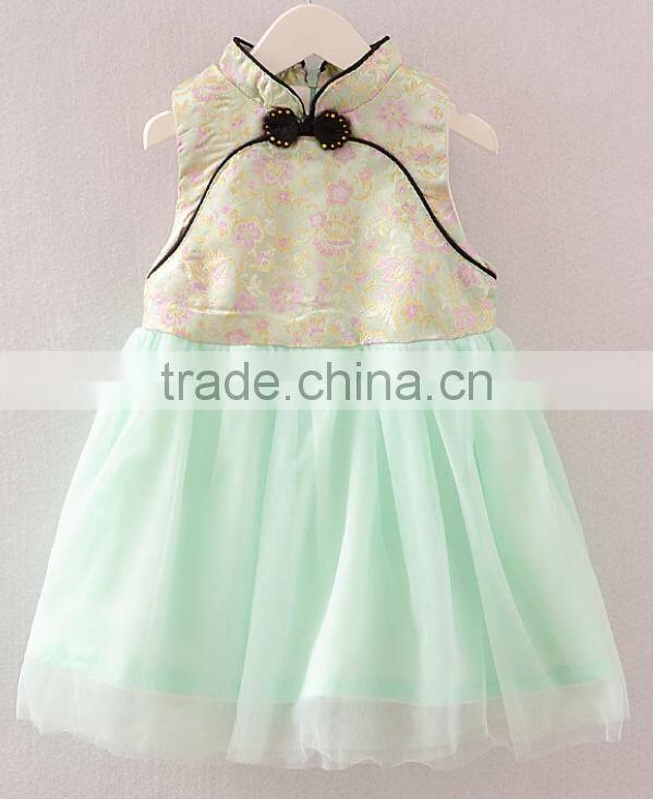 Children 's Qipao 2016 new sleeveless vest skirt national wind baby party velvet dress