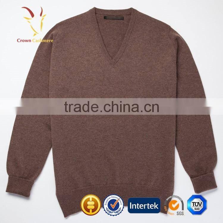 V Neck Luxury Men Pure Cashmere Sweaters, Autumn Knitwear