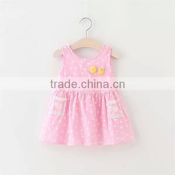 Children's clothing sleeveless summer skirt sling dresses red heart printed kids model dress