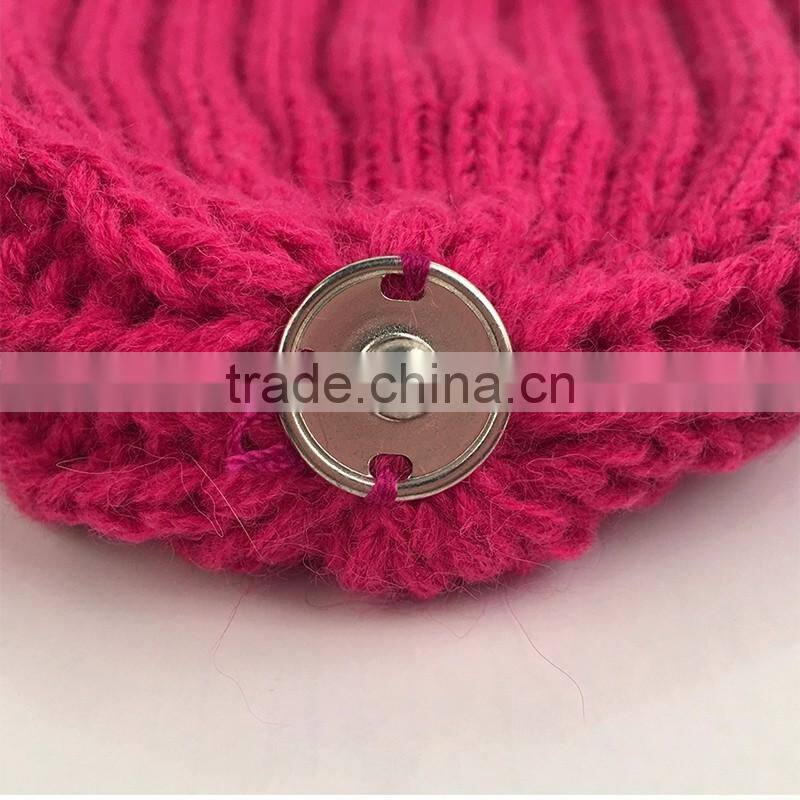 Myfur Hot Pink Fluffy Raccoon Fur Ball Knitted Beanie Hat for Fashion Lady