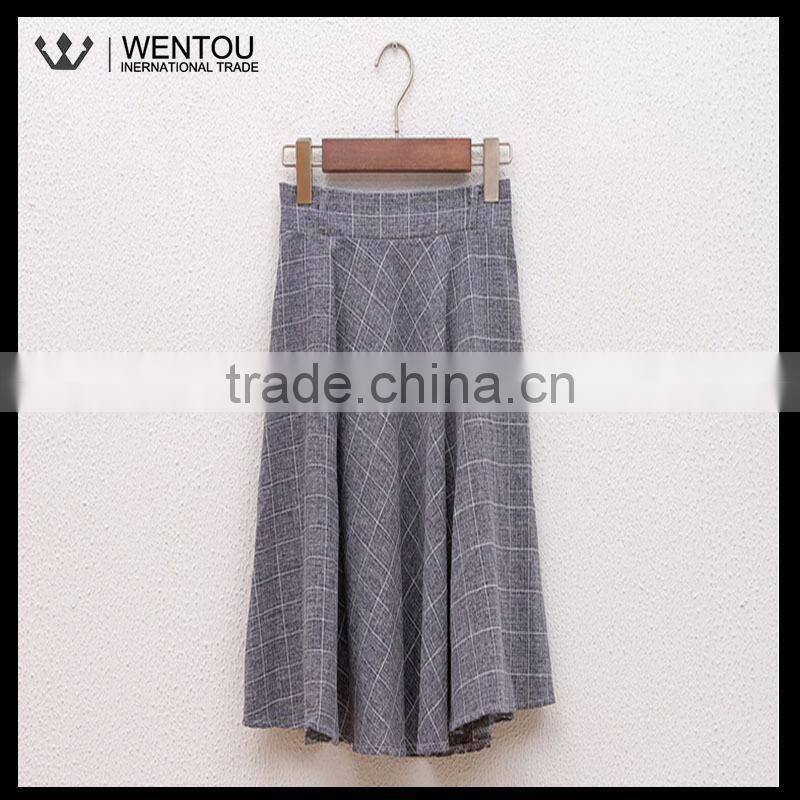 New Fashion Women Plaid Stretch Waist Pleated Skirt