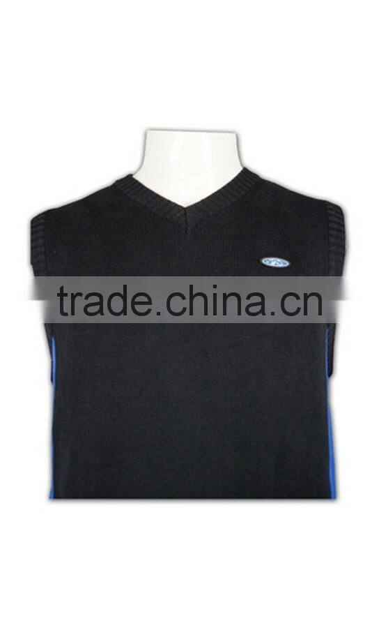 ISO9001/BSCI Manufature black mens fitted knitting pattern vest