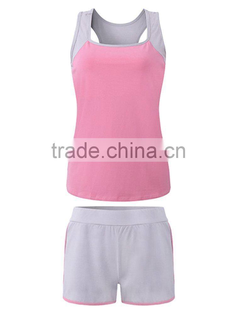 Women Summer Fitted Tracksuit Set Patchwork Quick Dry Fitness Womens Sport Tracksuits