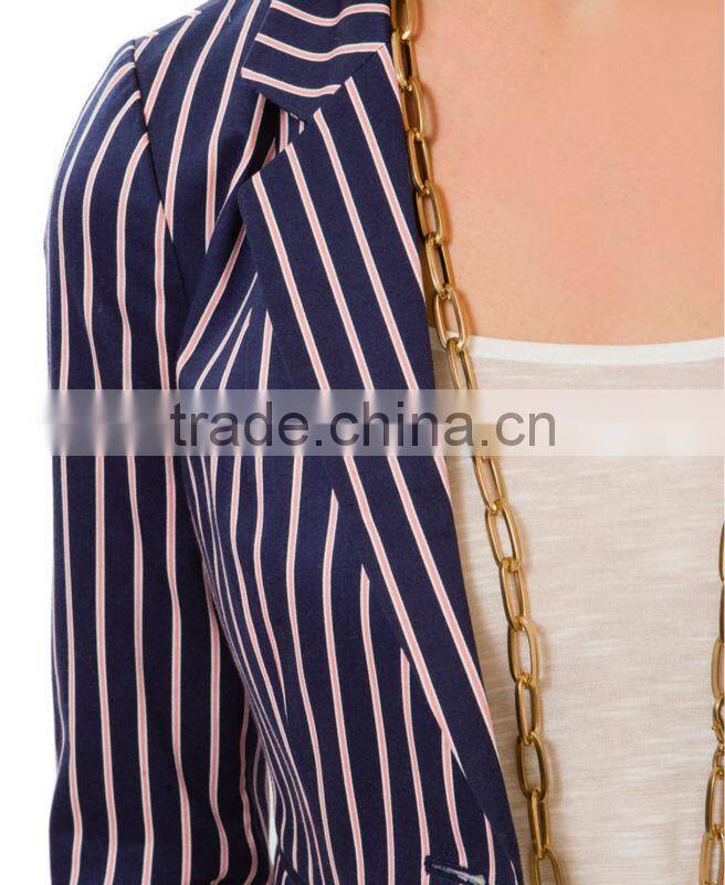 Pinstripe Notched Lapel Blazer