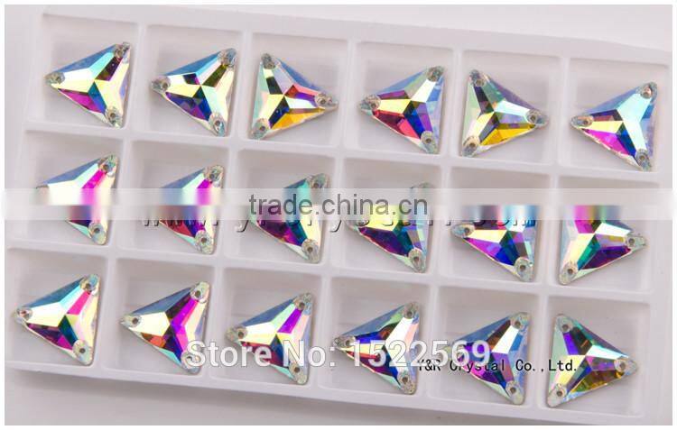 Navette color AB flat back sew on stones for wedding dress