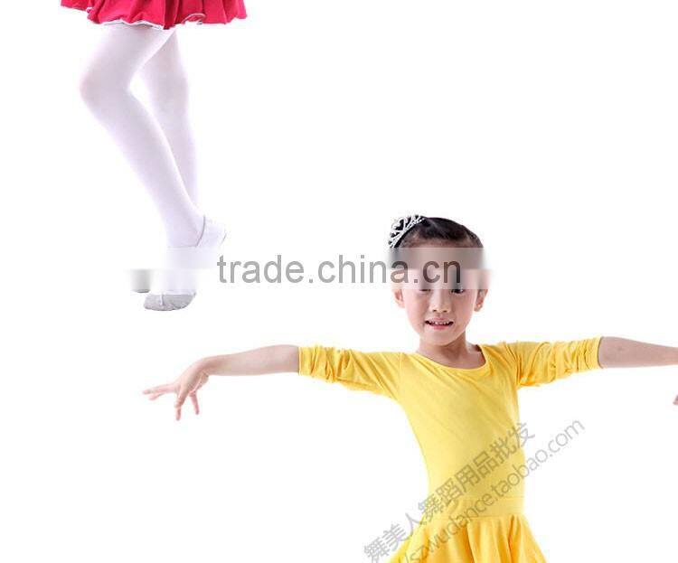 Child Kids Spandex Long Sleeve Latin Dance Dress Girls Fancy Dance Stage Costumes Performance Dress