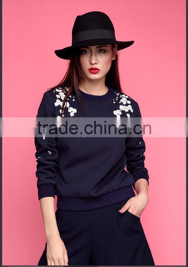 New Latest Women Sweatshirts Design Pullover Long Sleeve Embroidered Sweatshirts,Top Quality Fleece Embroidered Sweatshirts