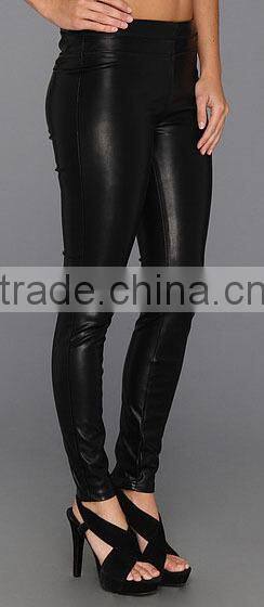 Womens Fashion Stretch Black Leather Legging